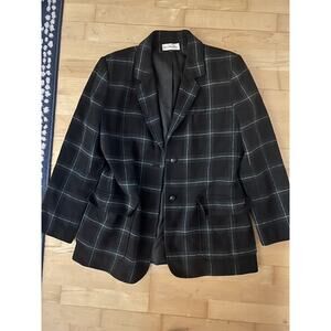 Vintage Harve Benard Sport Wool Green Plaid Suede Elbow Pads Blazer Jacket M